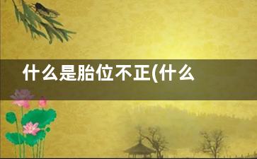 什么是胎位不正(什么是胎位不正图片 做操)